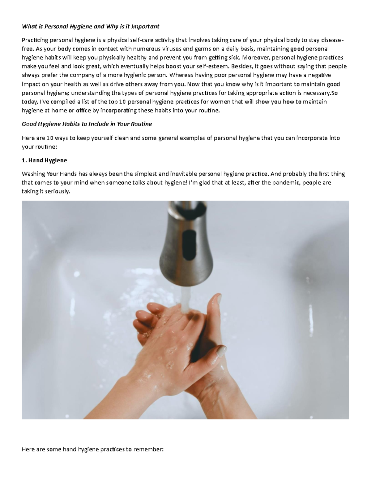 Which Statement Best Captures The Importance Of Good Personal Hygiene I am sharing 'personal hygiene' with you - What is Personal Hygiene and