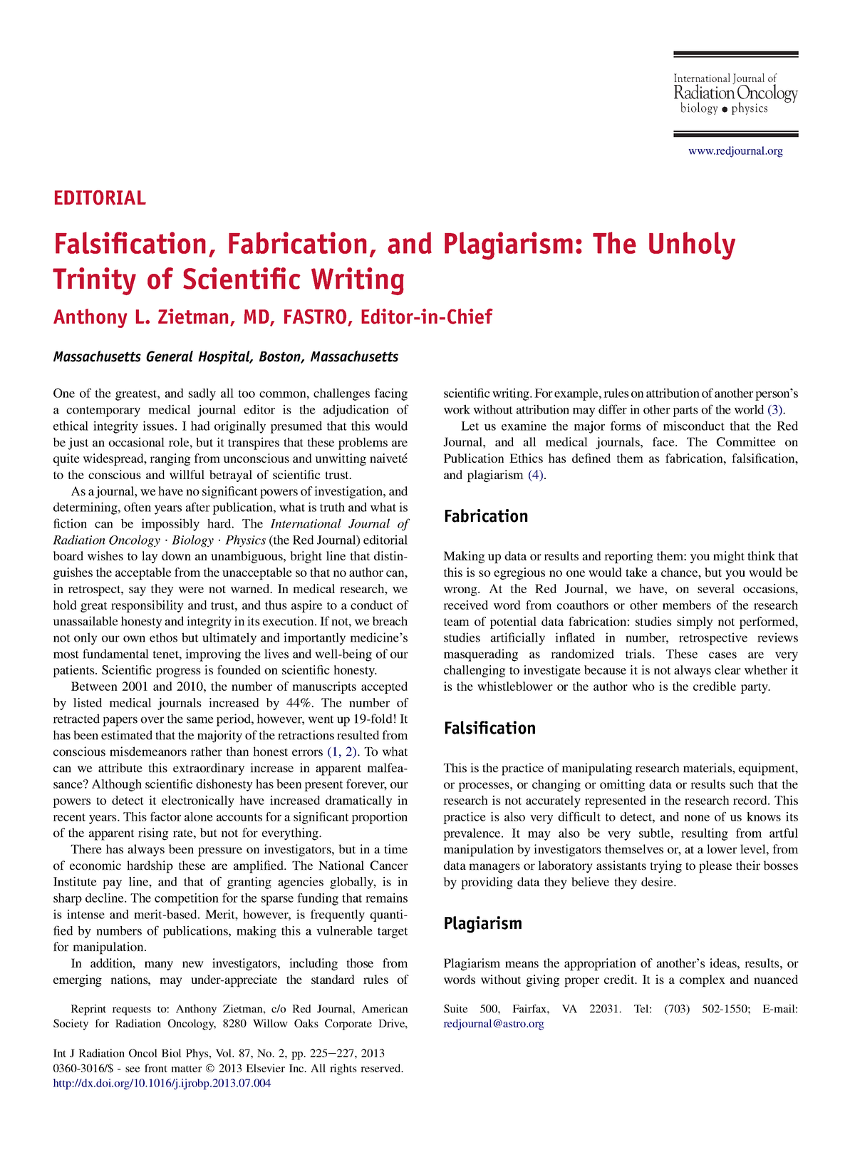 falsification fabrication and plagiarism in research paper