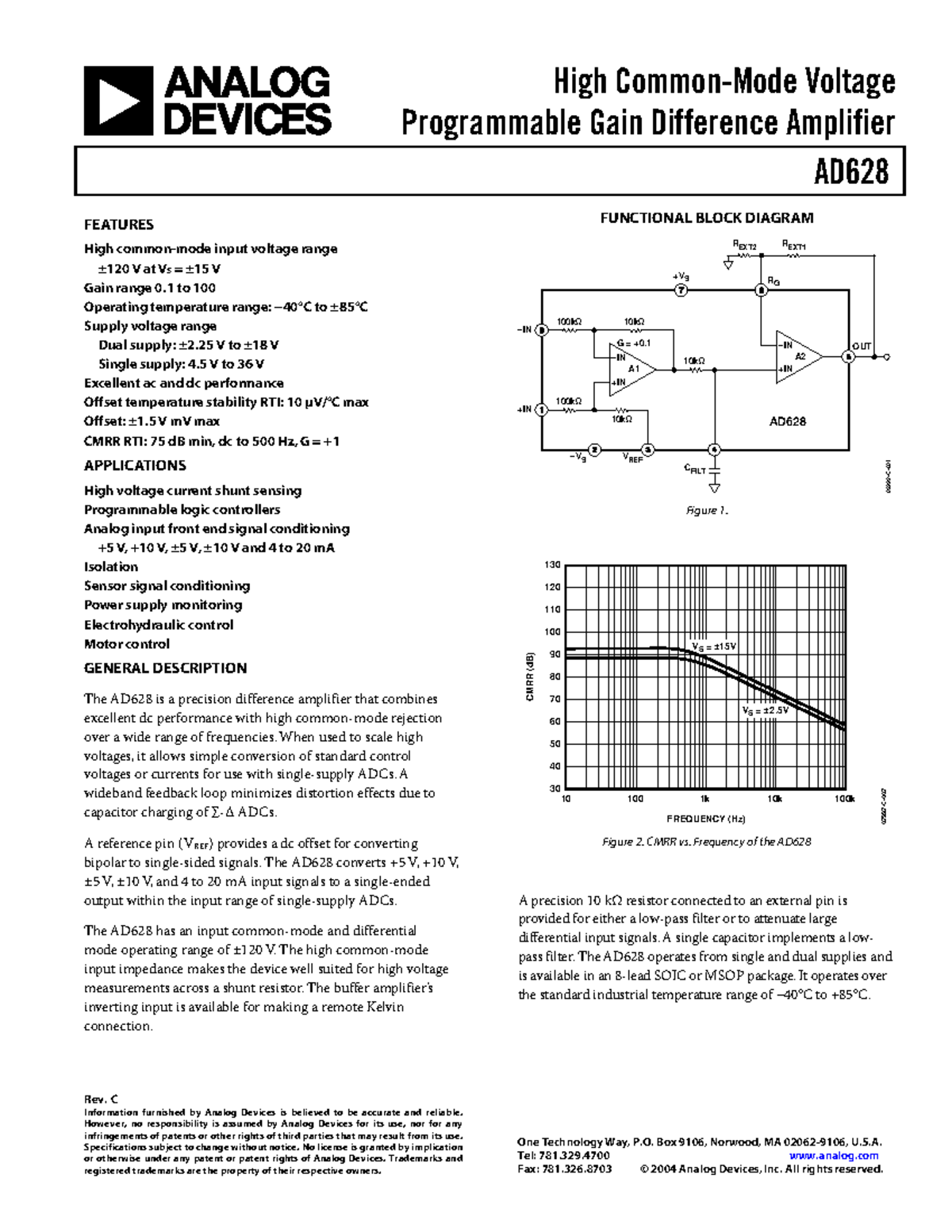 Datasheet High CommonMode Voltage Programmable Gain Difference