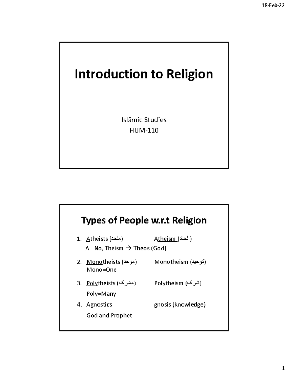 01 - Introduction To Religion - Introduction To Religion IslāmicStudies ...