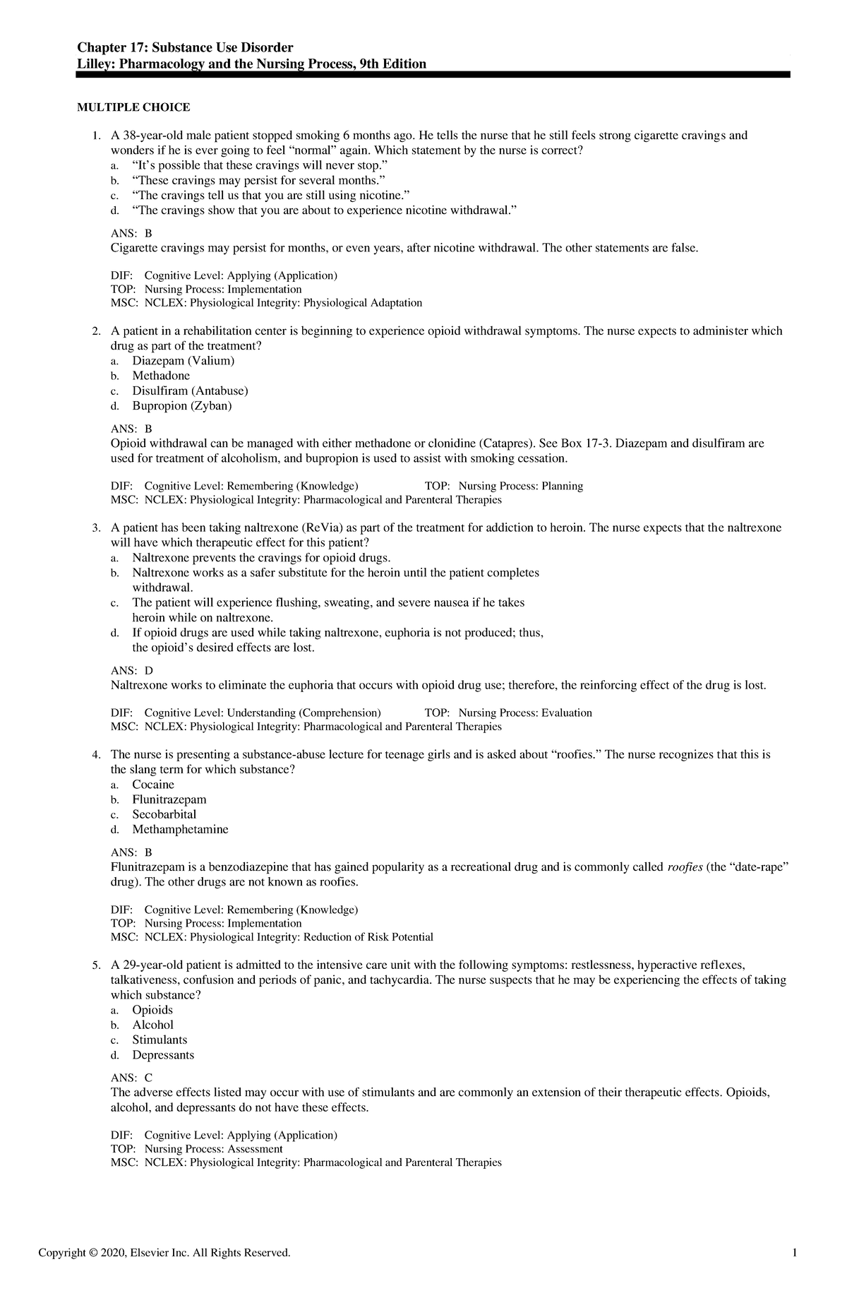 Exam View - Chapter 17 - Practice Questions - Copyright © 2020 ...