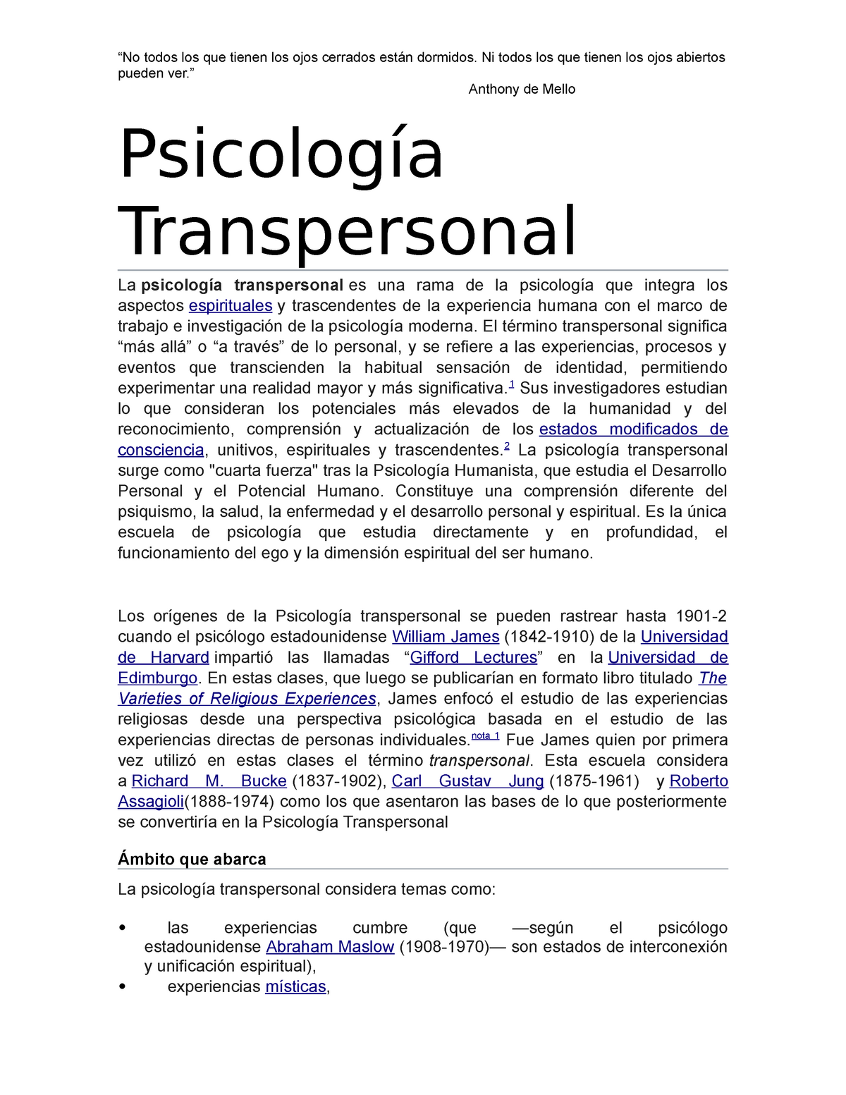 Capítulo III: William James y la Psiquiatría y Psicología Transpersonal –  PSYTRANSPERSONAL