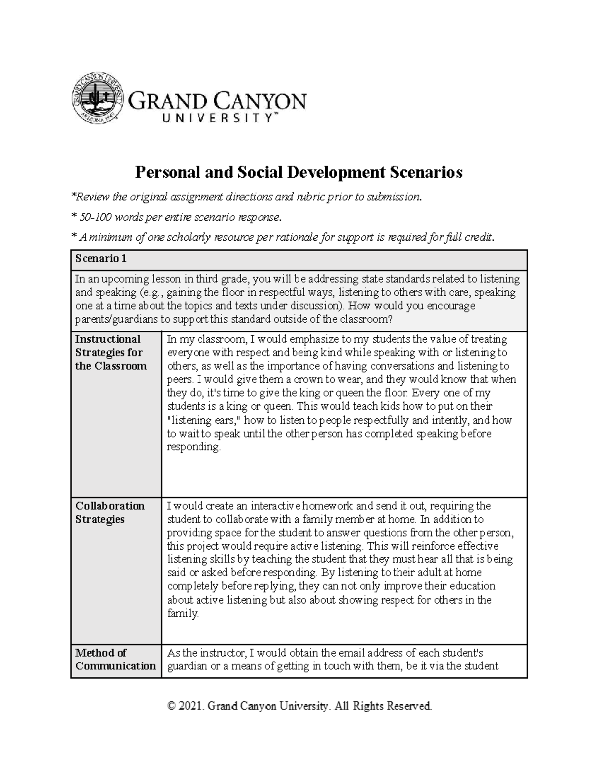 Today wrk - assignment - Personal and Social Development Scenarios ...