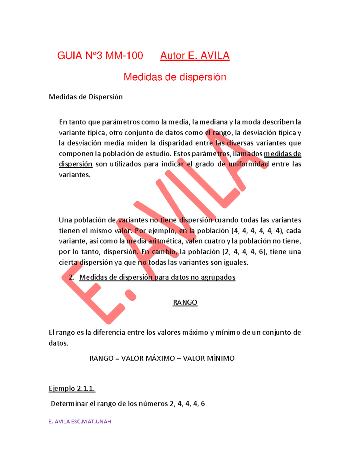 GUIA-3 MM-100 - Material Practico - GUIA N°3 MM-100 Autor E. AVILA ...