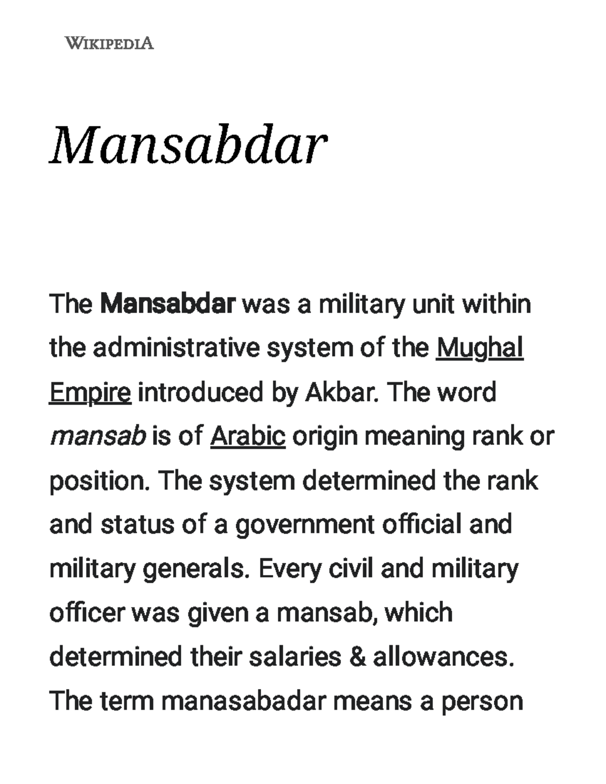 mansabdar-system-mansabdar-the-ma-ns-a-bd-a-r-wa-s-a-milita-ry-unit