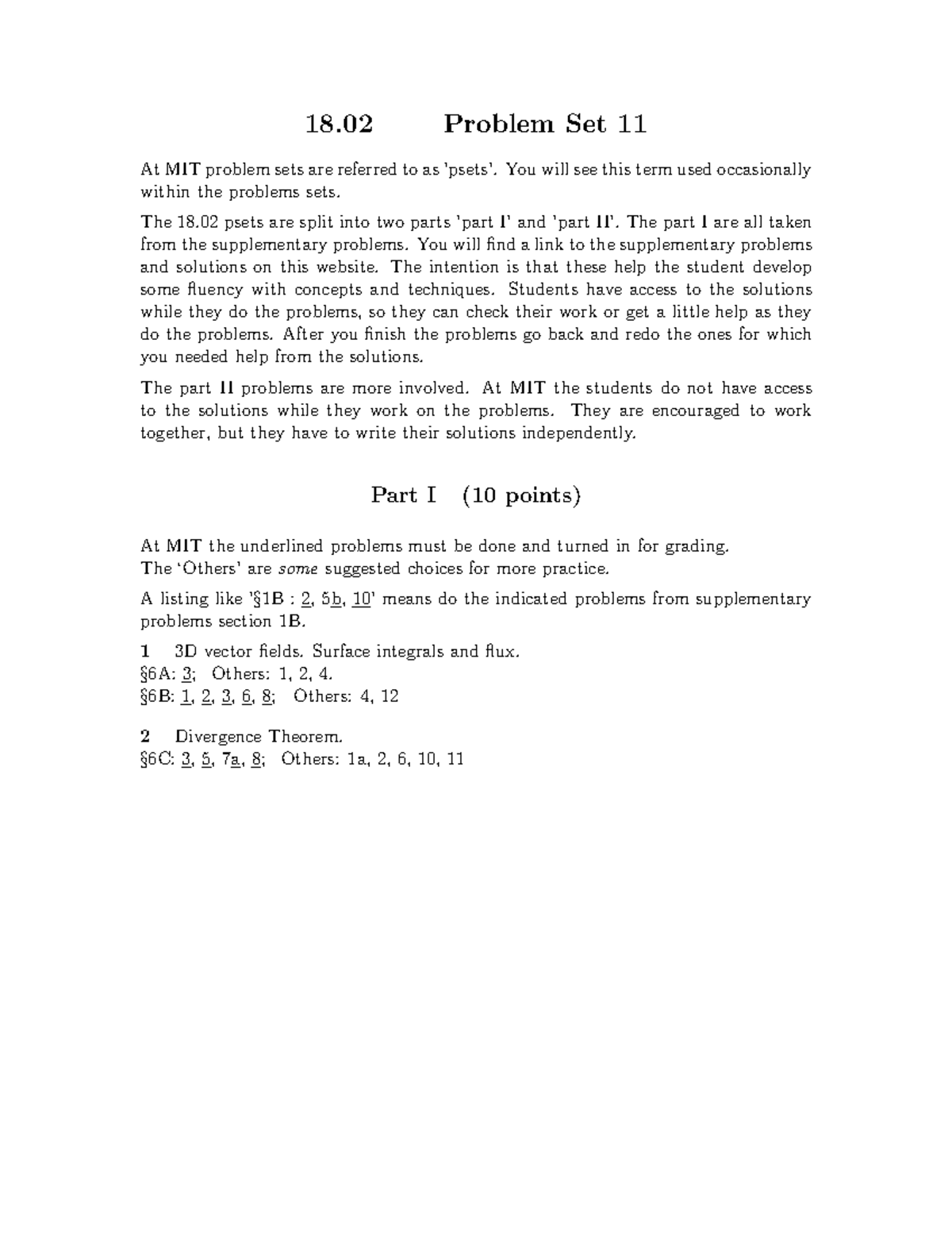 MIT18 02SC Pset11 - Homework - 18 Problem Set 11 At MIT Problem Sets ...