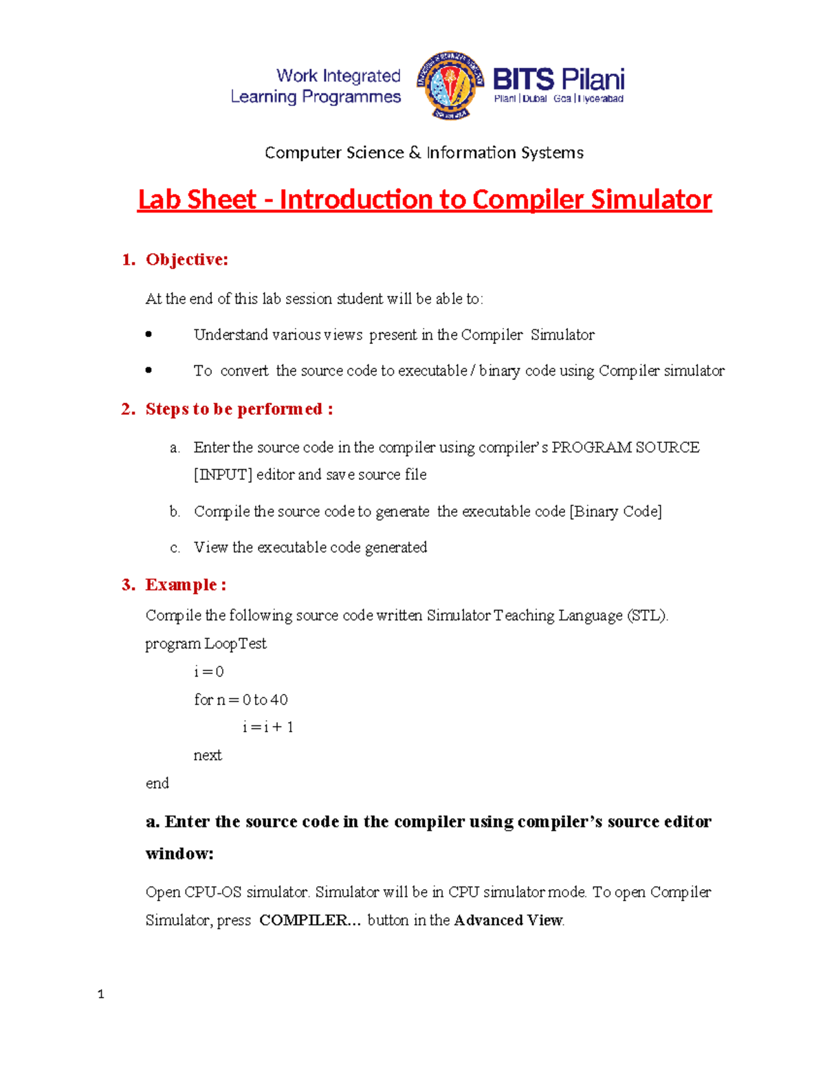 Lab Sheet 1.3 Introduction to Compiler - Computer Science & Information ...