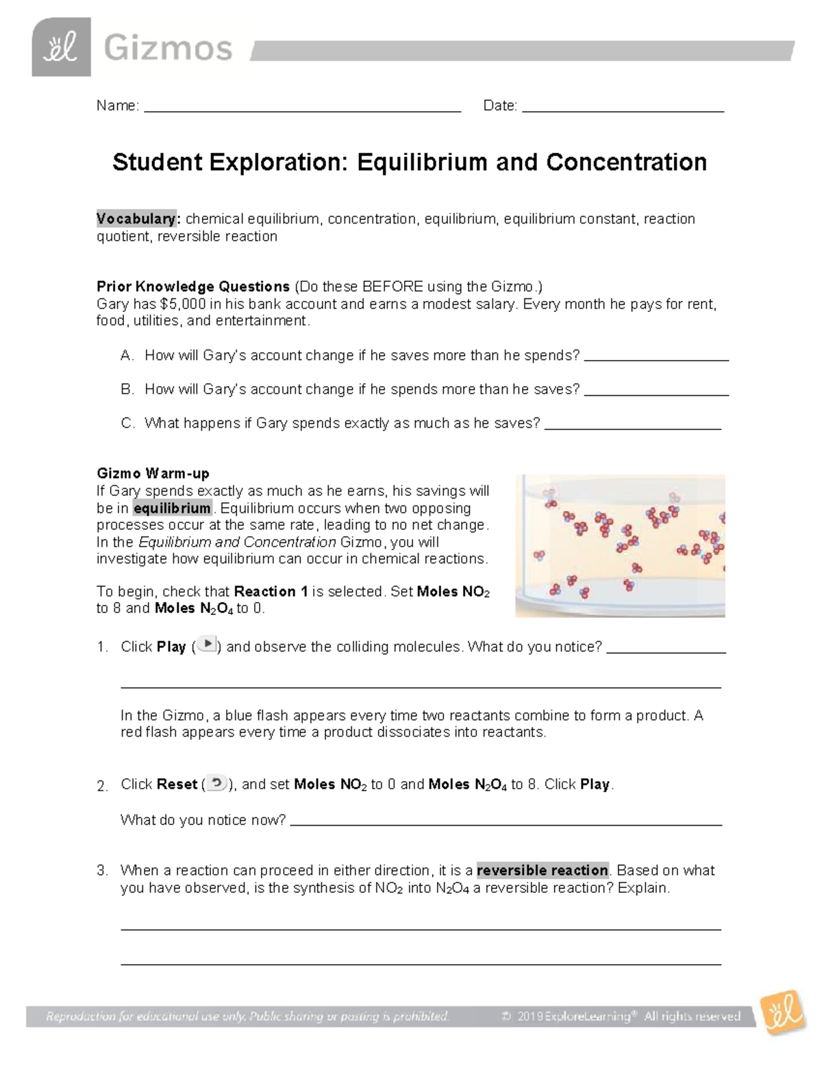 Equilibrium Concentration PDF - Name: Date: Student Exploration ...