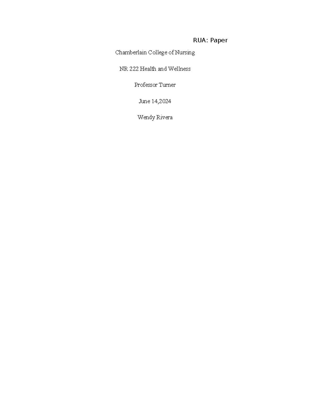 RUA Suicude NR222 week 7 - RUA: Paper Chamberlain College of Nursing NR ...