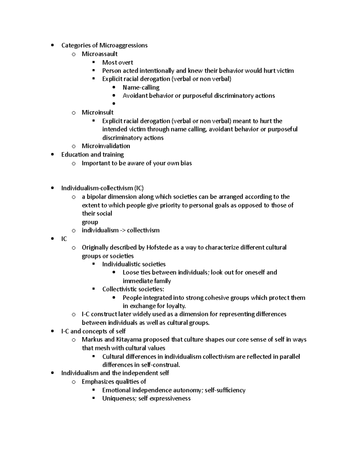 Categories of Microaggressions - o I-C construct later widely used as a ...