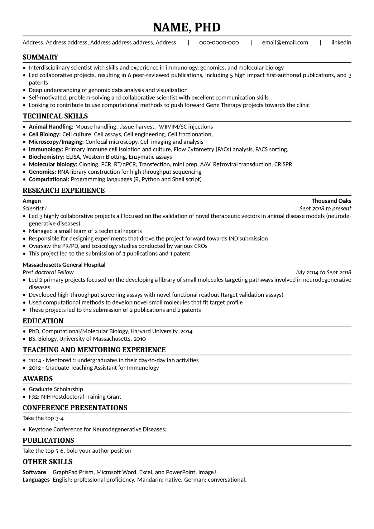 scismics-recommended-cv-template-for-biotech-and-pharma-jobs-name