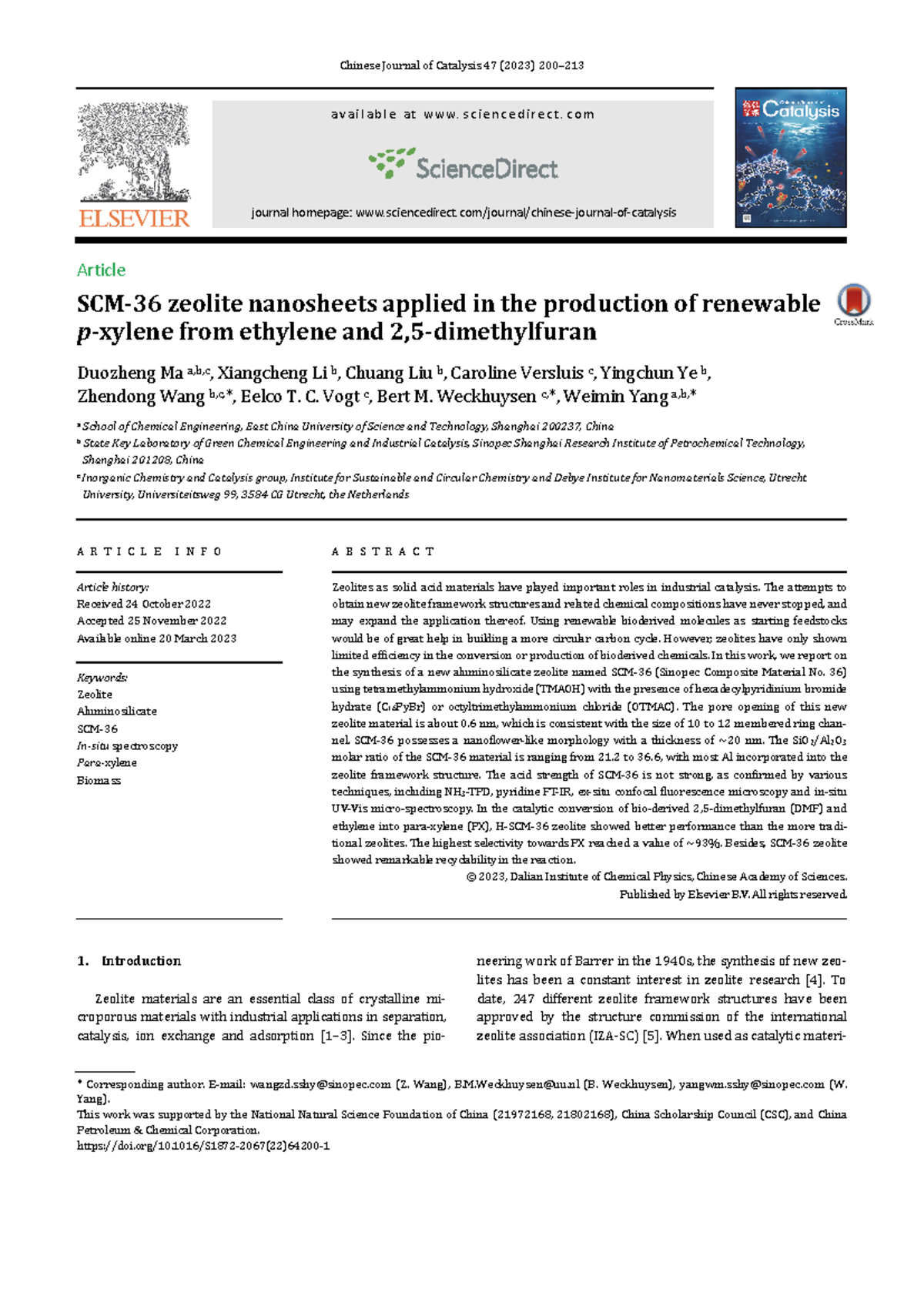 Zeolite-Catalyst Route - Chinese Journal of Catalysis 47 (2023) 200 ...