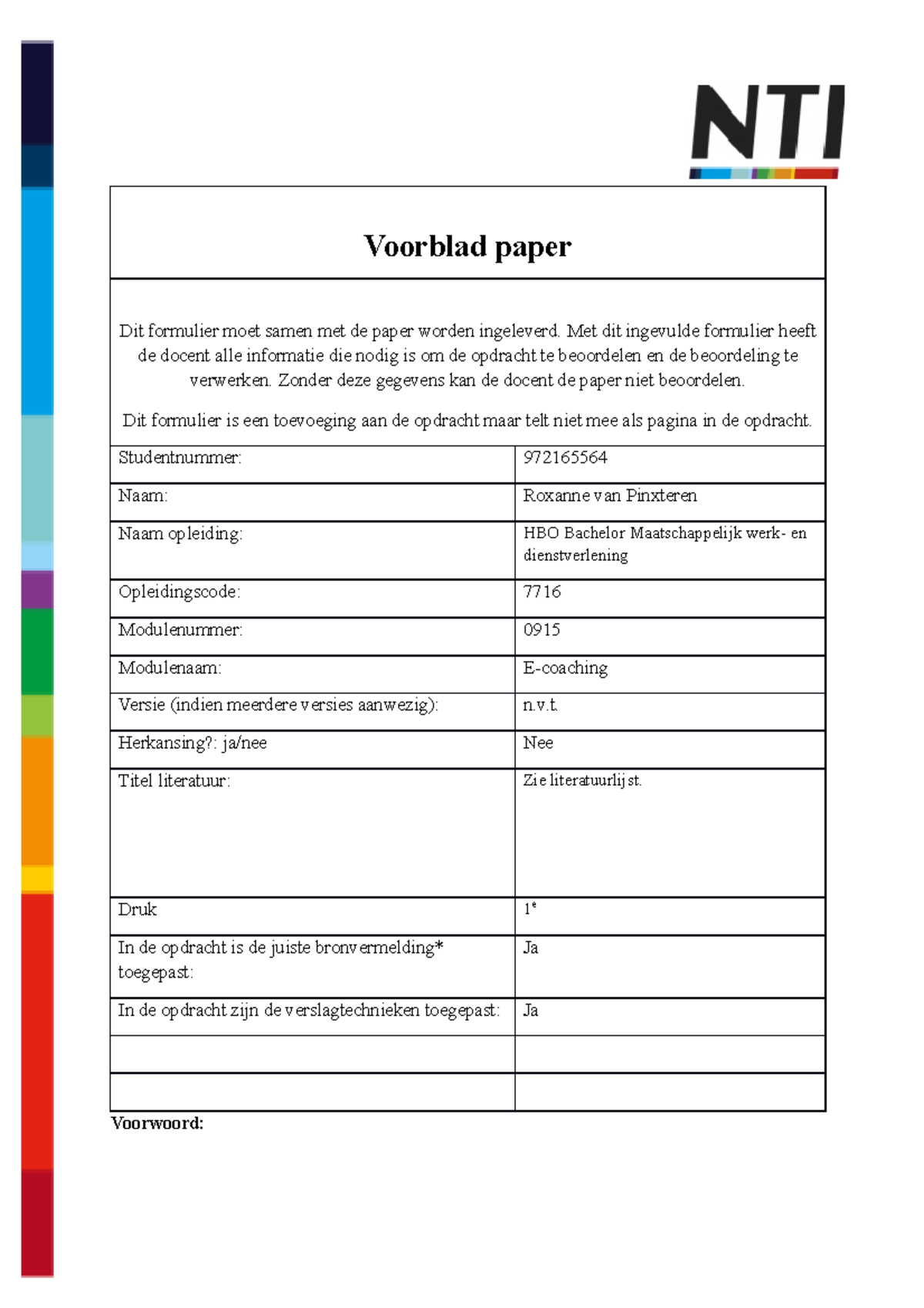 0915 Roxanne Van Pinxteren, E-coaching NTI - Voorblad Paper Dit ...