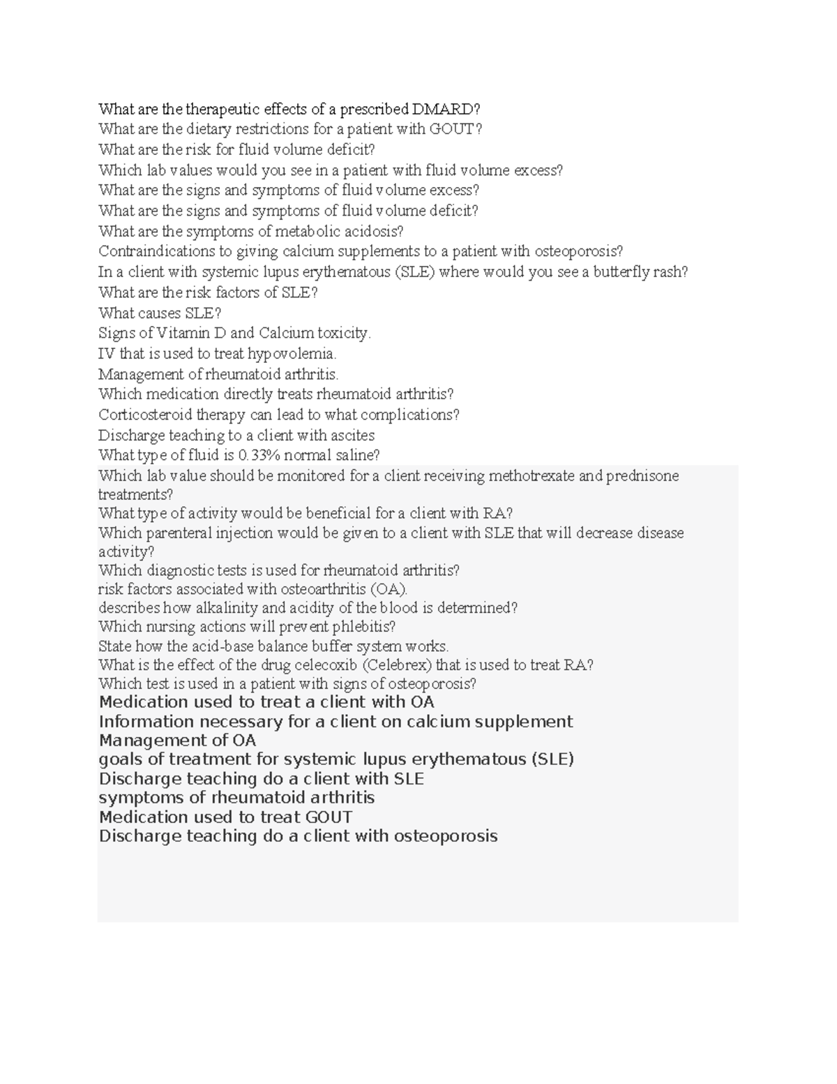 Practice/Summary for Med Surg 1 Final - What are the therapeutic ...
