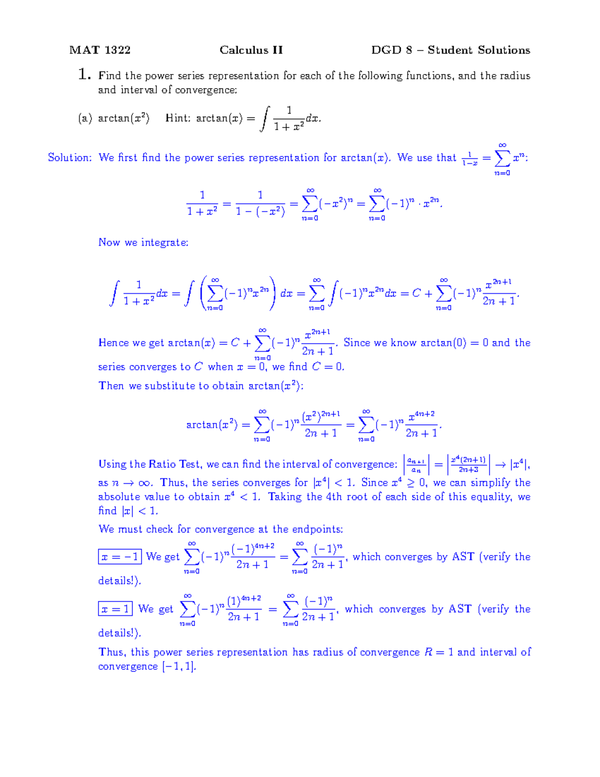 Mat1322 DGD8 2023 Student Solutions - MAT 1322 Calculus II DGD 8 ...
