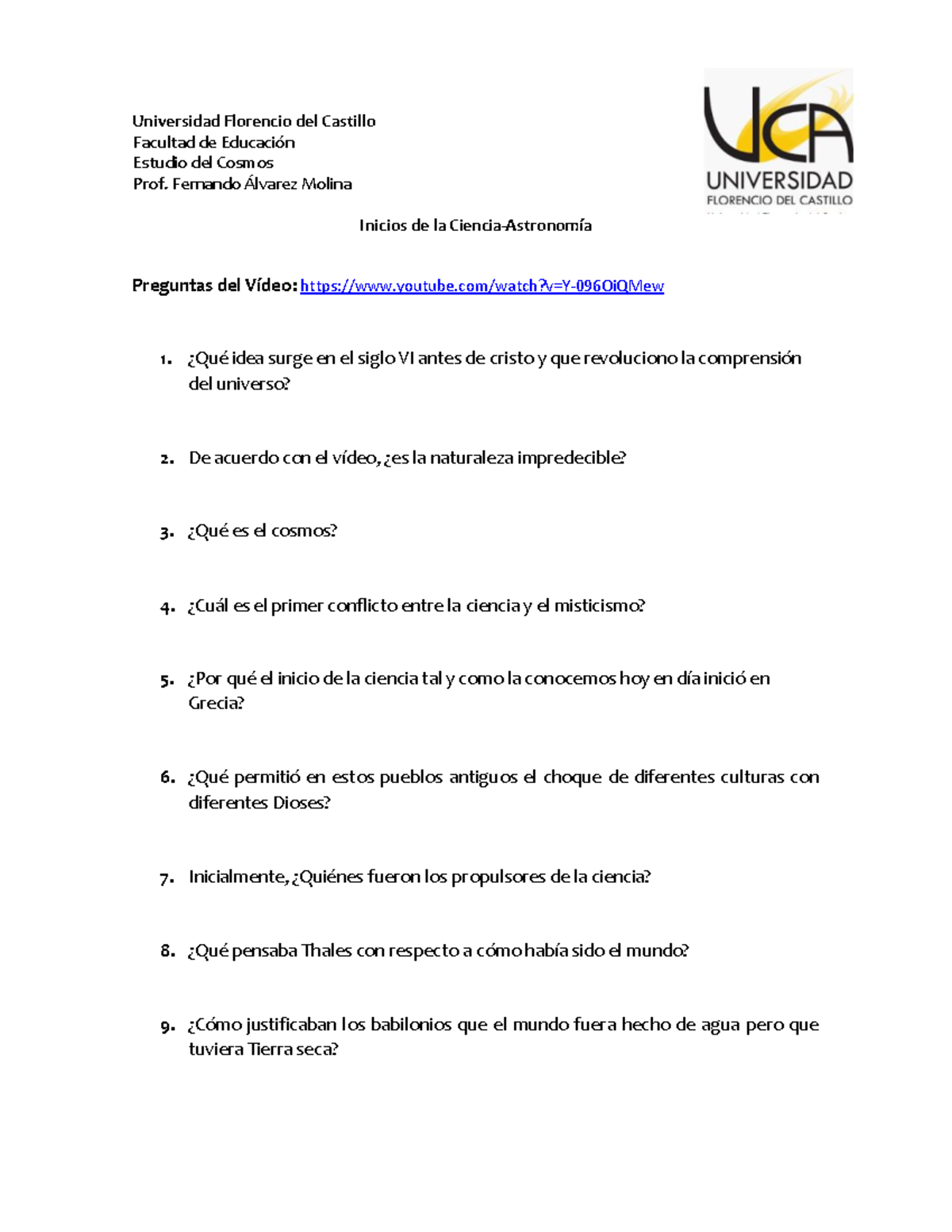 Preguntas Del Origen Del Cosmos Universidad Florencio Del Castillo 