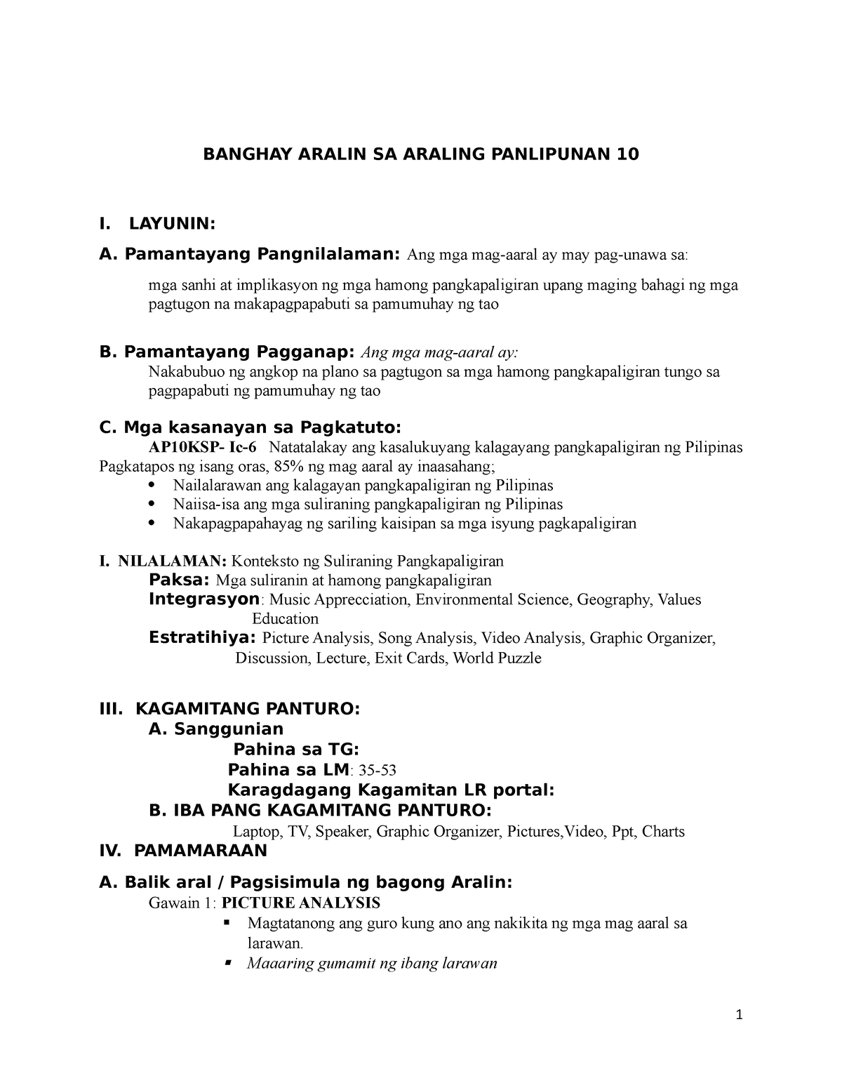 Detailed Lesson Plan Grade 10 - BANGHAY ARALIN SA ARALING PANLIPUNAN 10 ...