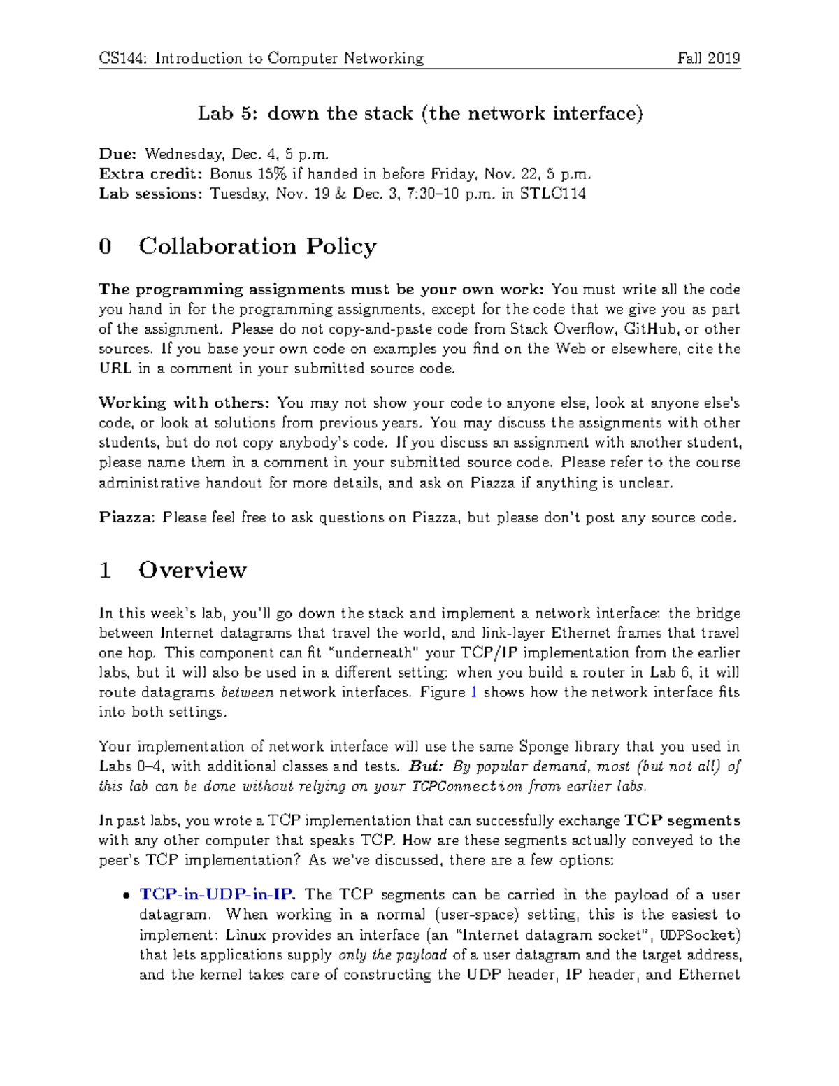 Lab5 - dafdfa - Lab 5: down the stack (the network interface) Due ...