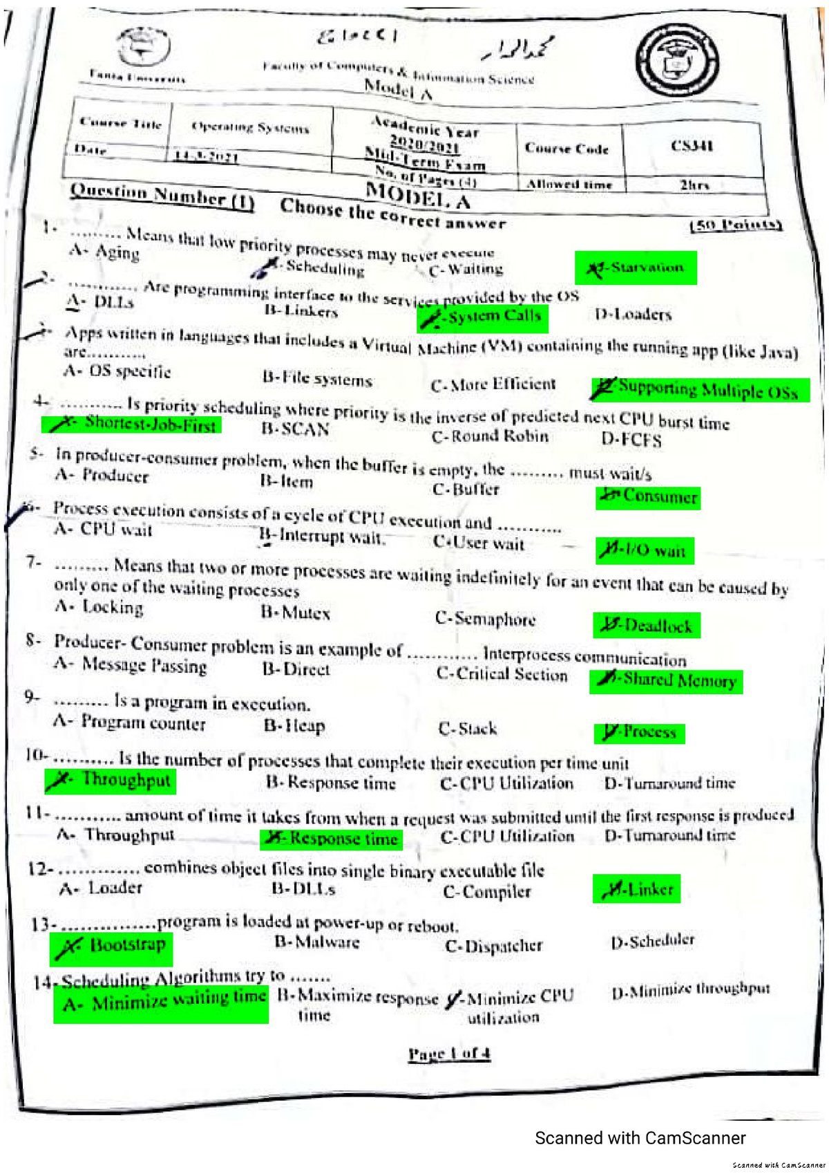 OS Solved MCQ Previous Exams - Operating Systems - Studocu