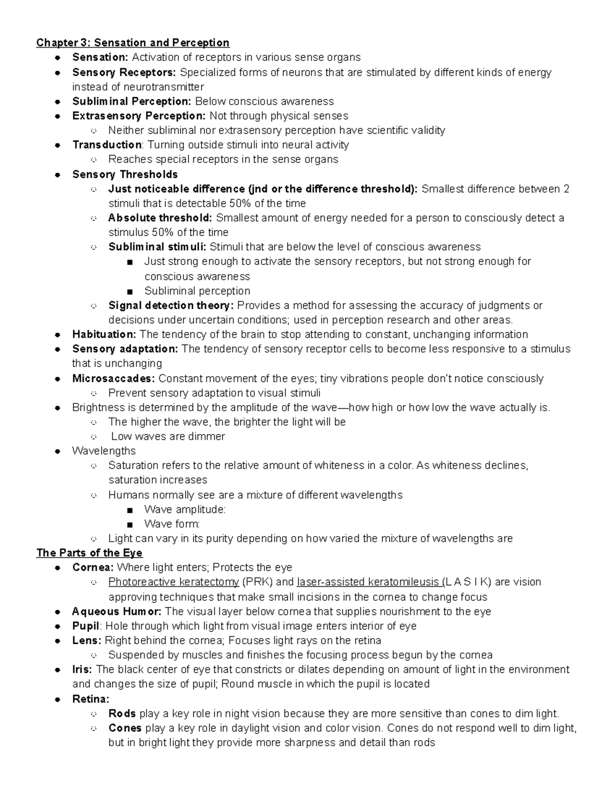 Chapter 3 Sensation And Perception - Chapter 3: Sensation And ...