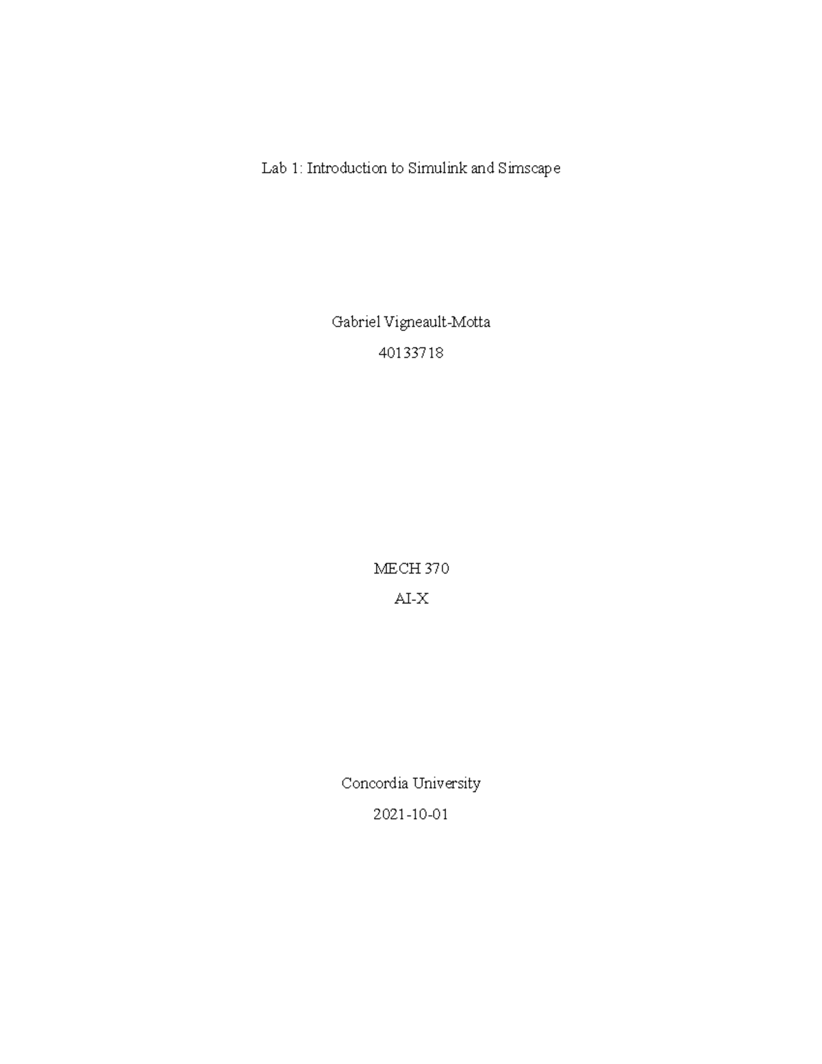 Lab 1 - nice lil lab - Lab 1: Introduction to Simulink and Simscape ...