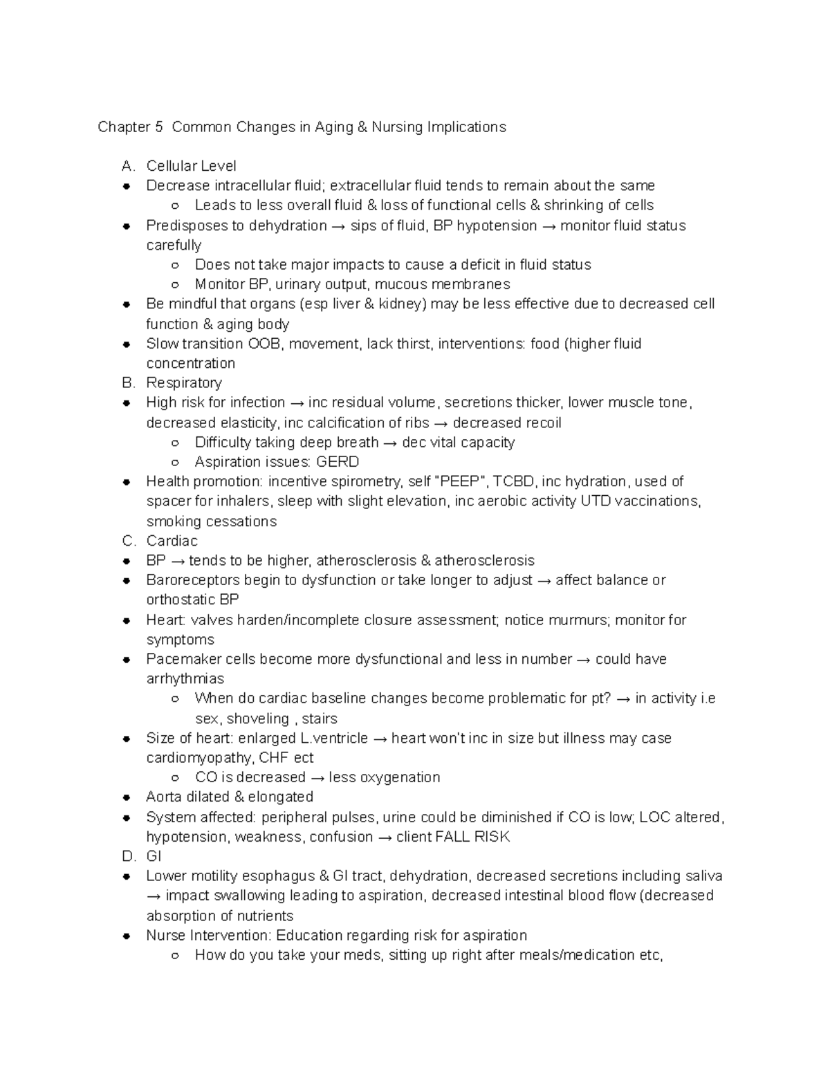Gero notes - Geriatrics section - Chapter 5 Common Changes in Aging ...