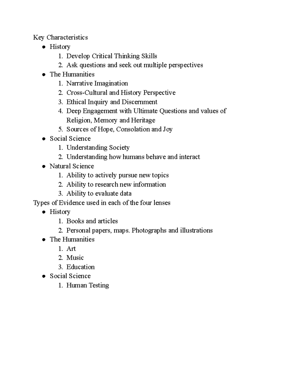 Module 3 Draft Notes Key Characteristics History 1. Develop