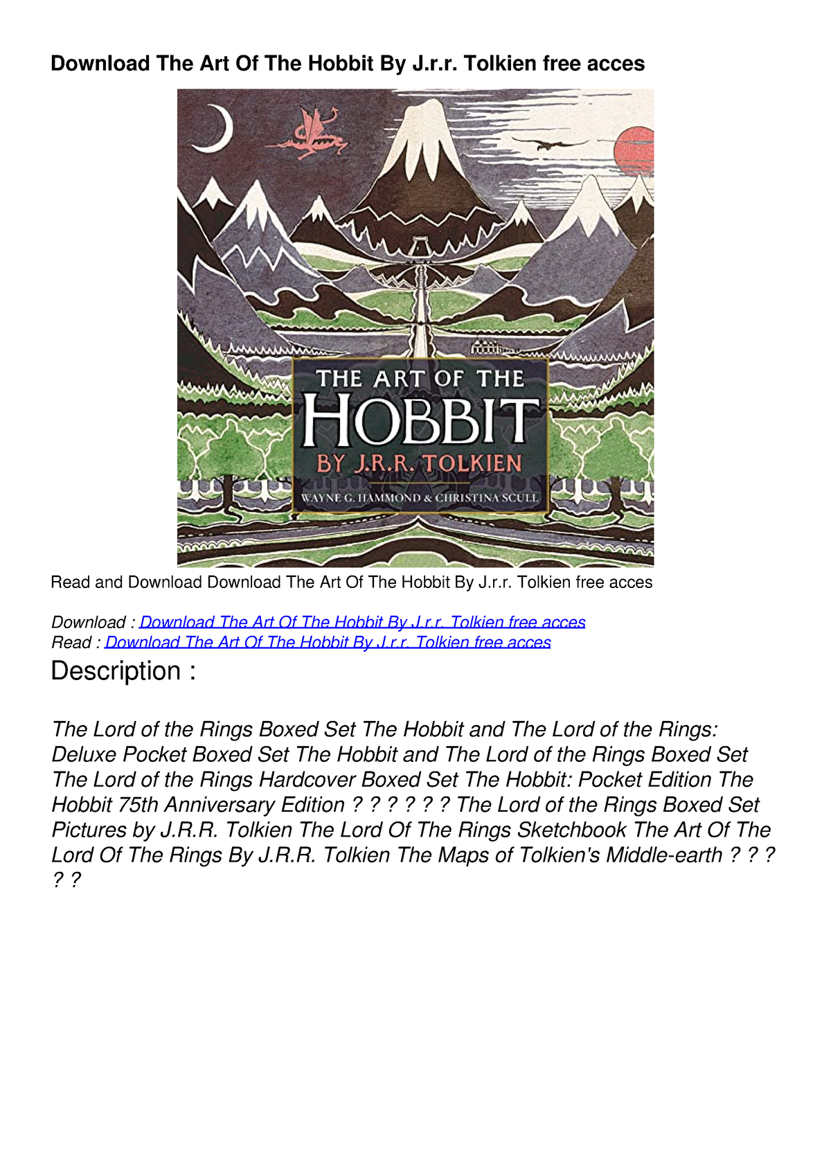 Download The Art Of The Hobbit By J.r.r. Tolkien Free Acces - Download ...