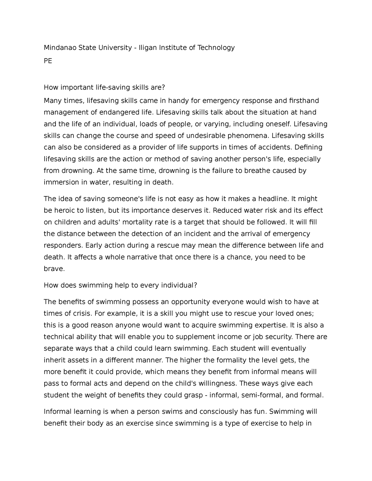 physical education essay introduction