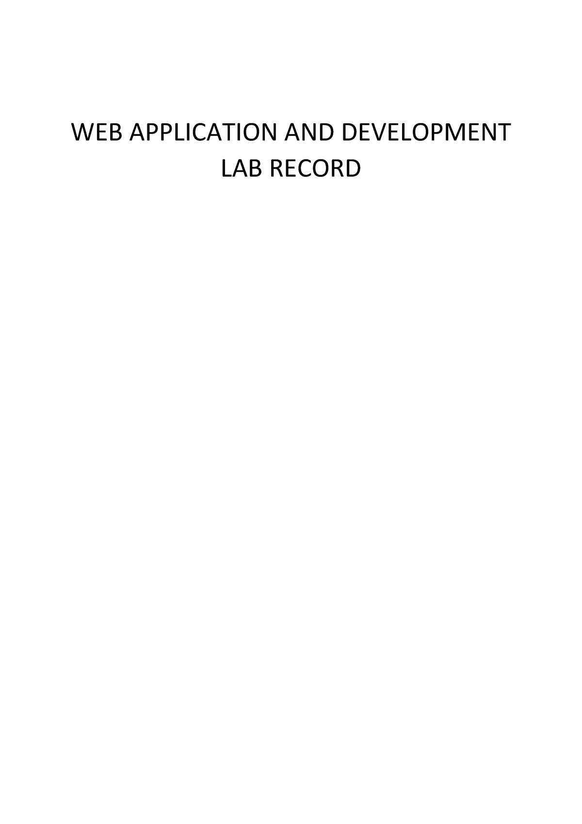 WEB Application AND Development LAB Record - WEB APPLICATION AND ...