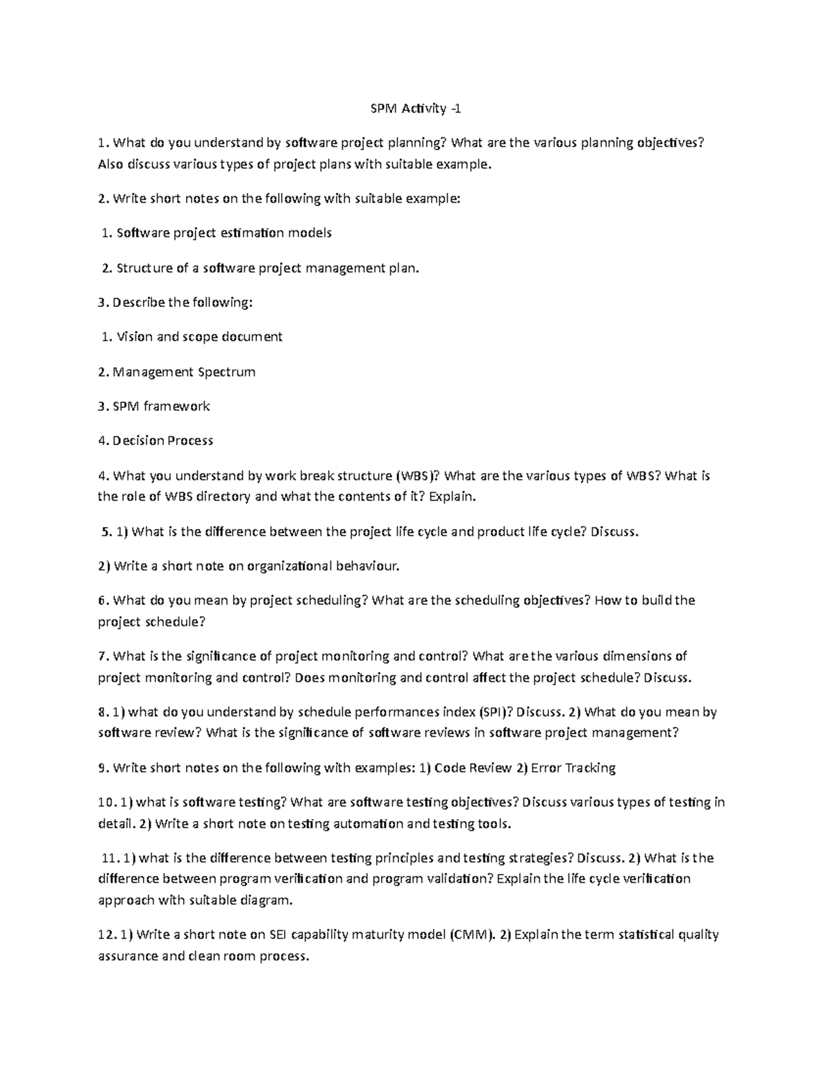 SPM activity 1 SPM Activity What do you understand by software