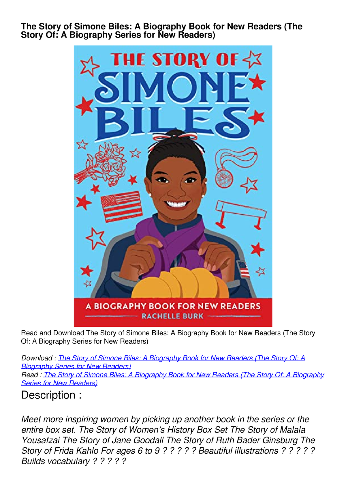 The Story of Simone Biles A Biography Book for New Readers The Story Of