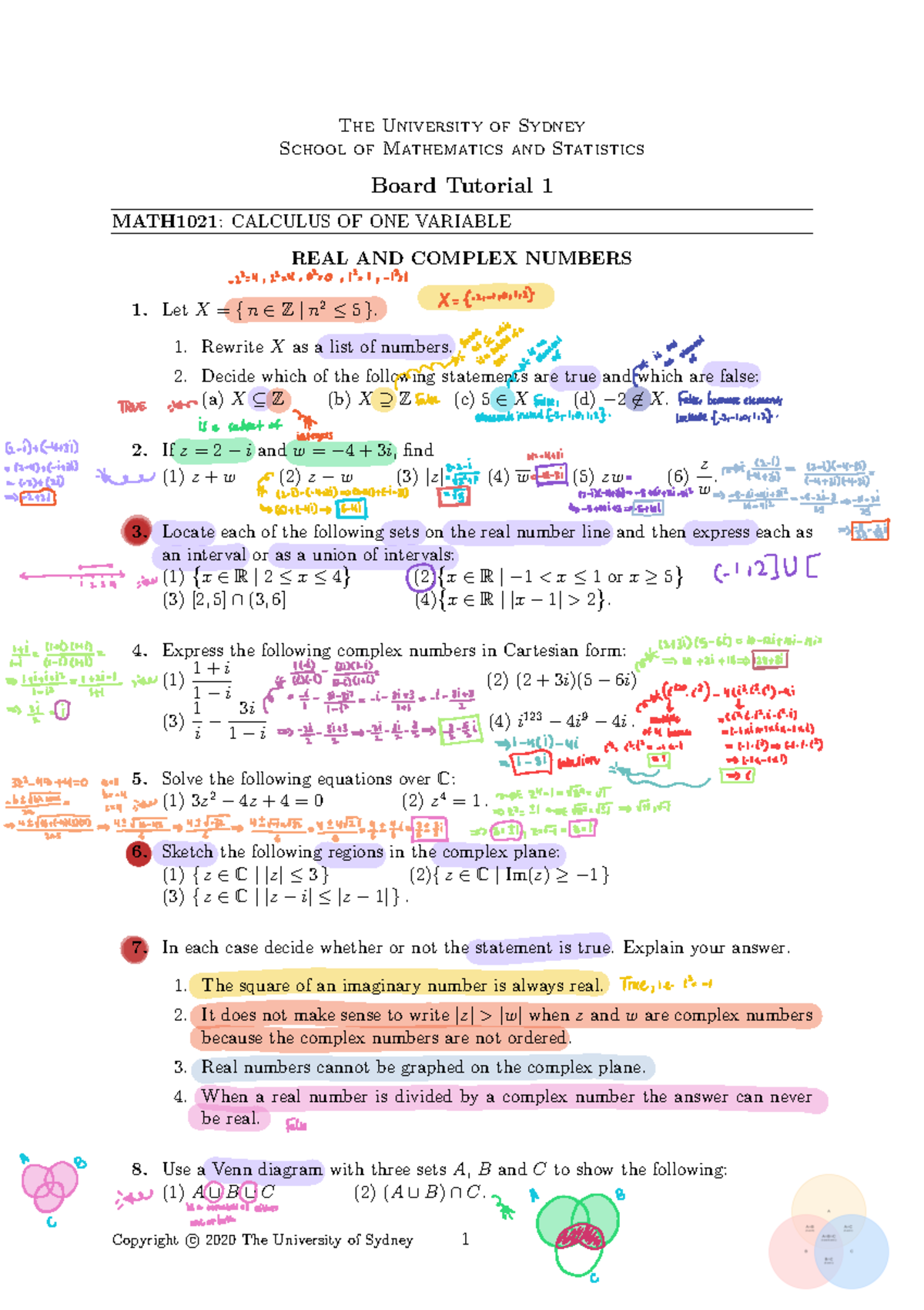 Tutorial 1 - The University of Sydney School of Mathematics and ...