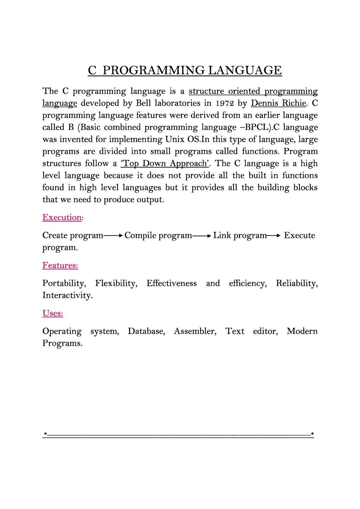 a-short-note-on-c-programming-language-computer-science-studocu