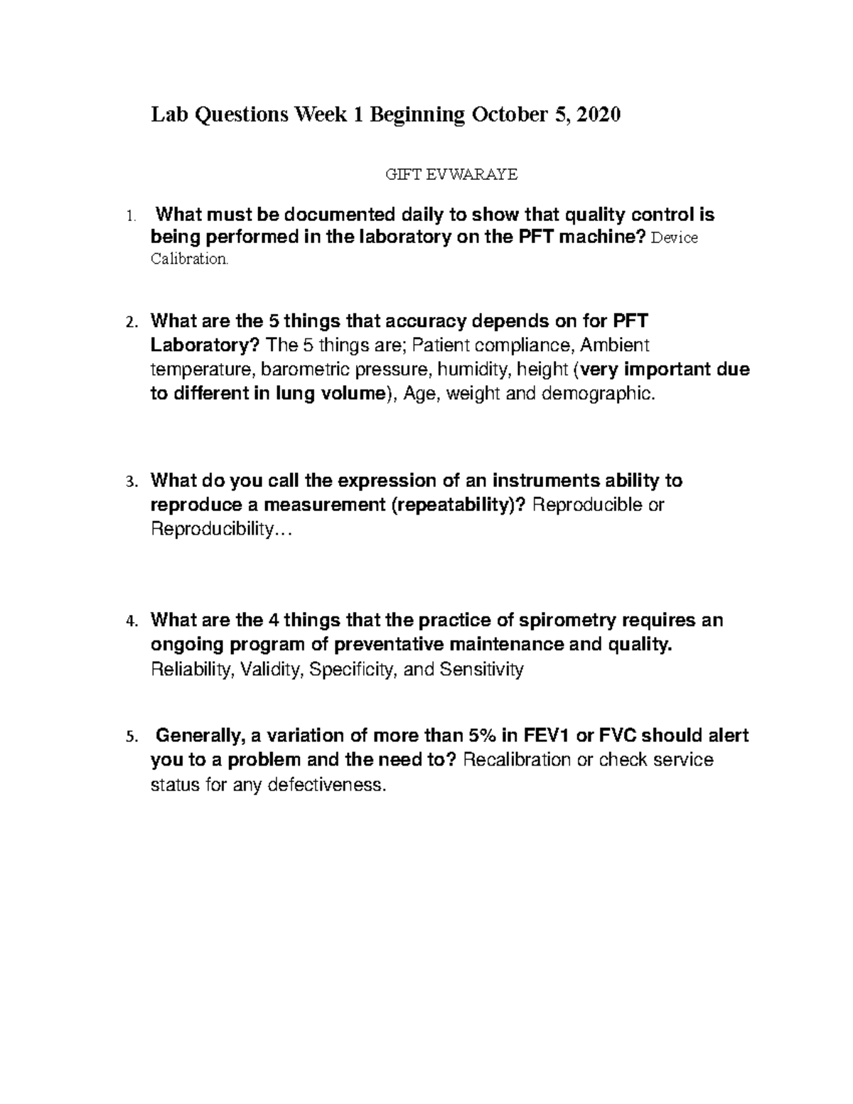 Lab Questions Week 1 No Answers Lab Questions Week 1 Beginning October 5, 2020 GIFT EVWARAYE