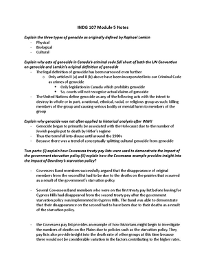 INDG 107 Module 6 Notes - INDG 107 Module 6 Notes Cite Official Numbers ...