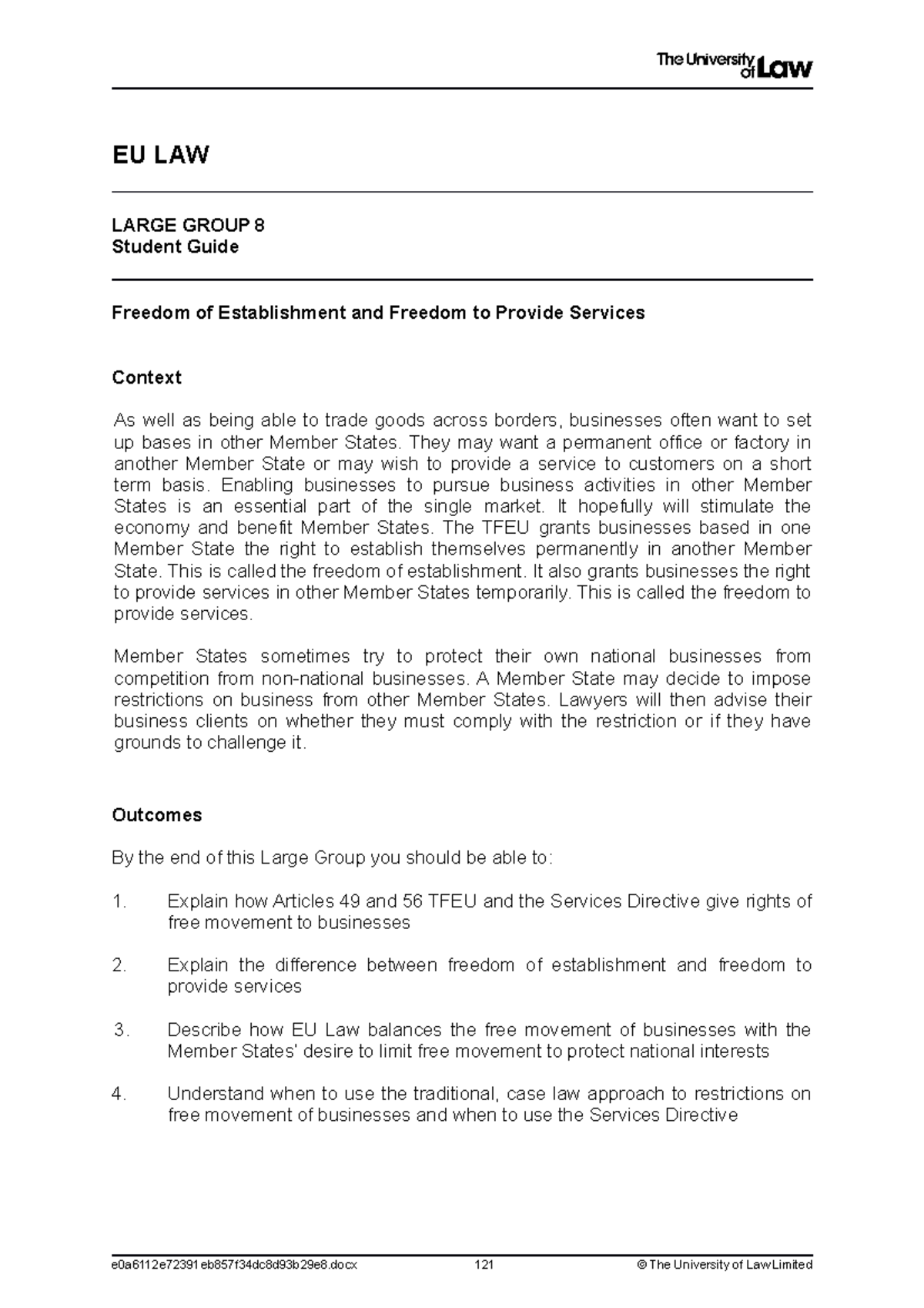 UTF-8''2021 eu level 4 lg08 ce01 student guide - EU LAW LARGE GROUP 8 ...