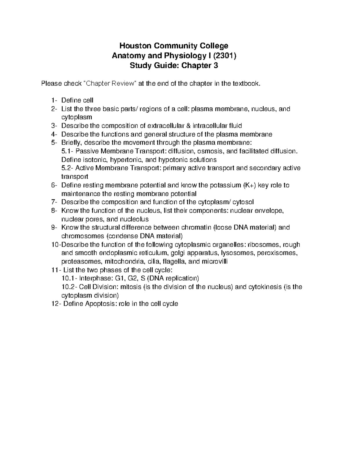 HCC A&PI Study Guide Ch3-1 - Houston Community College Anatomy and ...
