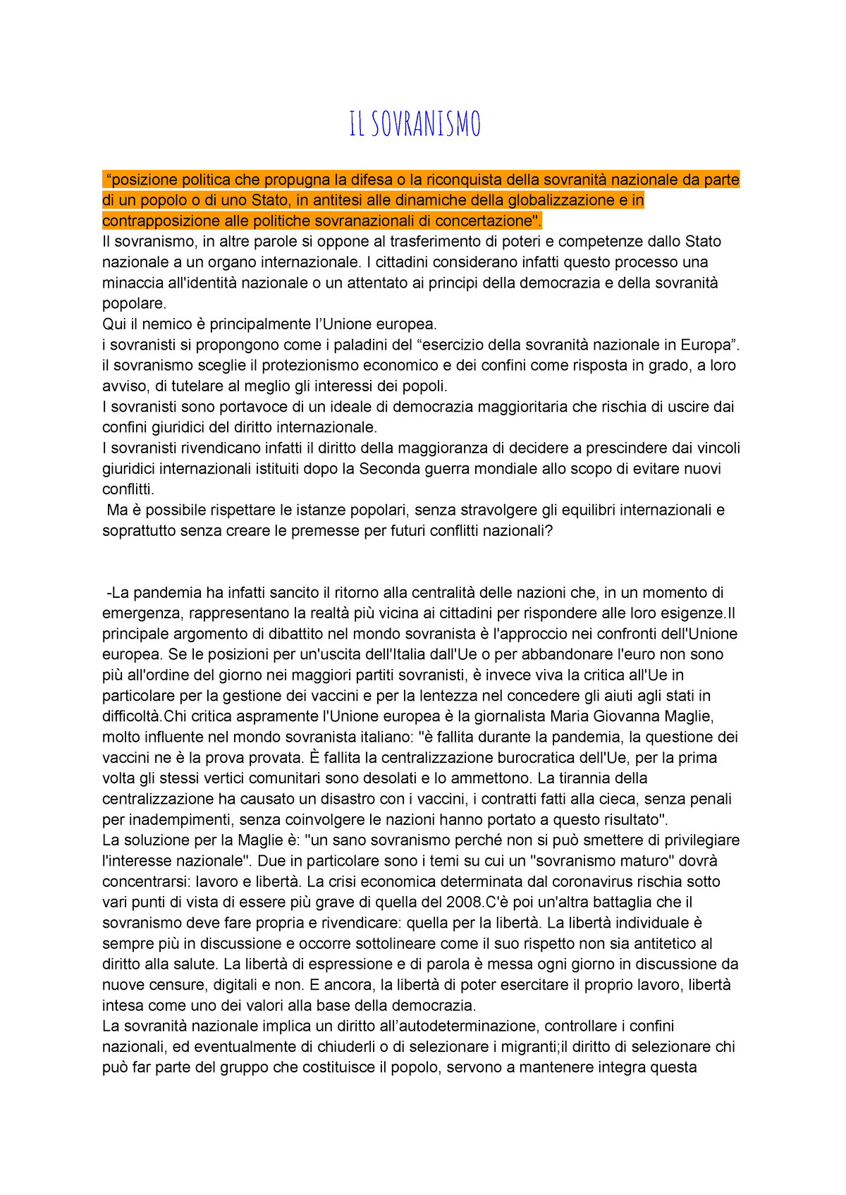 IL Sovranismo - Nozioni Fondamentali Di Diritto Costituzionale - IL ...