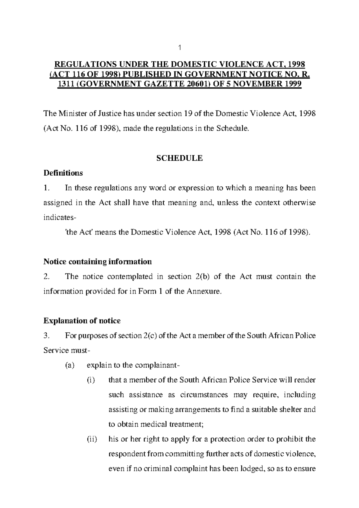 Domestic Violence ACTfin - REGULATIONS UNDER THE DOMESTIC VIOLENCE ACT ...