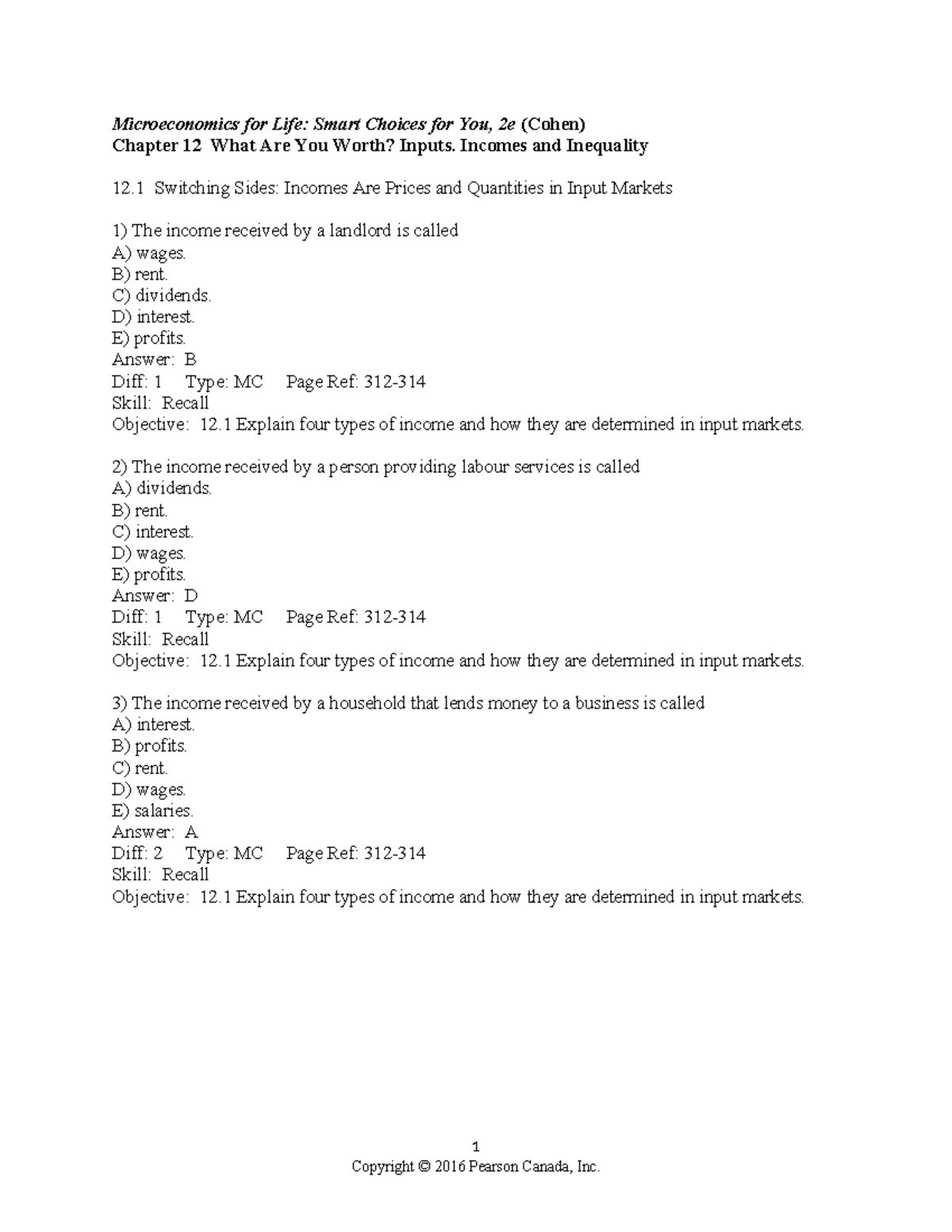 Chapter 12 Testbank - Microeconomics for Life: Smart Choices for You ...
