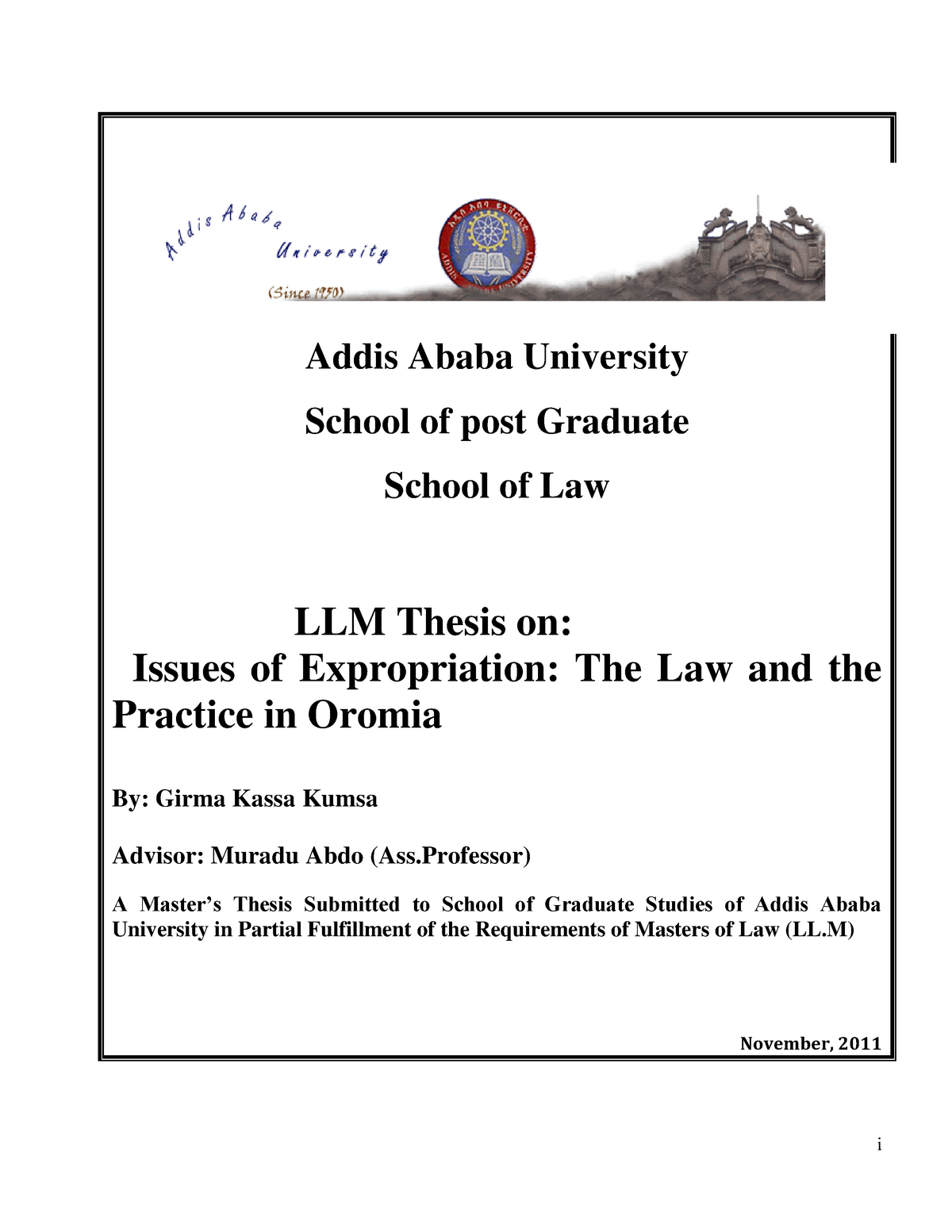 llm thesis addis ababa university