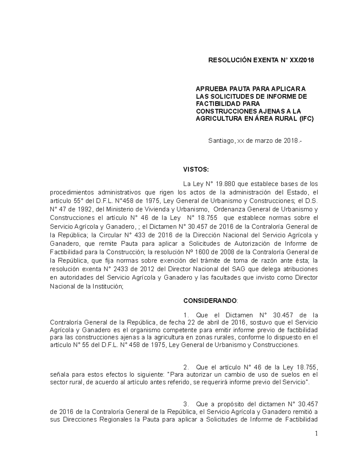 Pauta Ifc RESOLUCI N EXENTA N XX APRUEBA PAUTA PARA APLICAR A LAS 