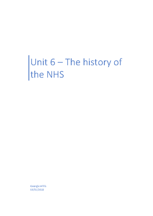 Unit 6 - History of the NHS (A Journal Article) - Tuesday 9 th May 2023 ...