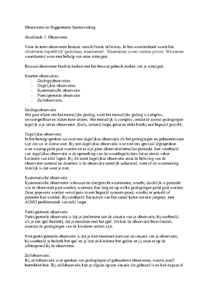 Samenvatting Observatiemethoden - Observatiemethoden Hoofdstuk 1 ...