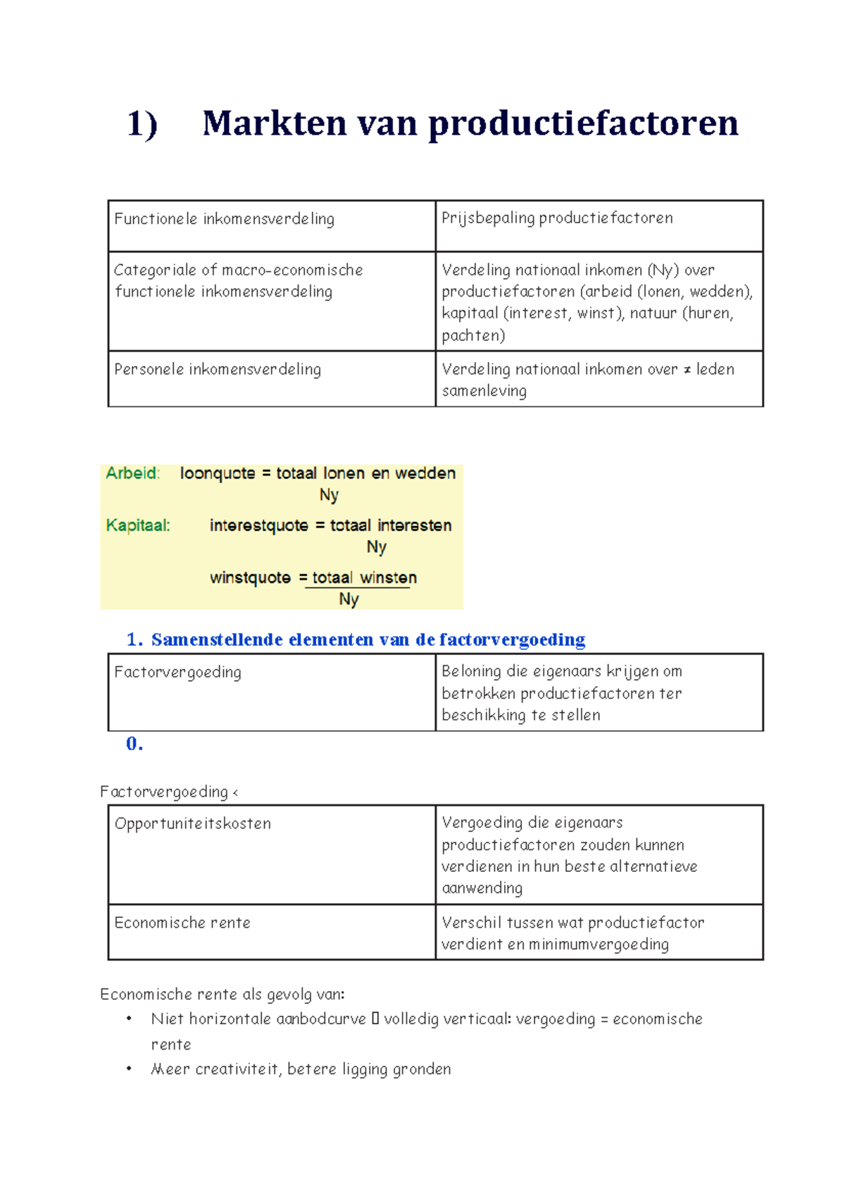 Uitgebreide Samenvatting Economie (B) - 1) Markten Van ...