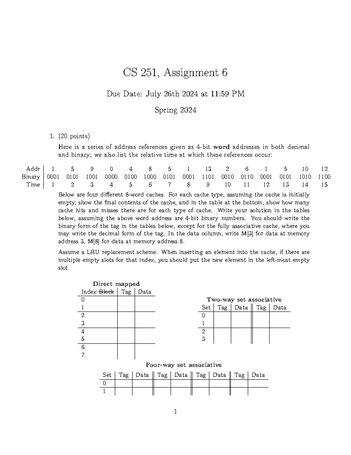 A6 - assignment - CS 251, Assignment 6 Due Date: July 26th 2024 at 11: ...