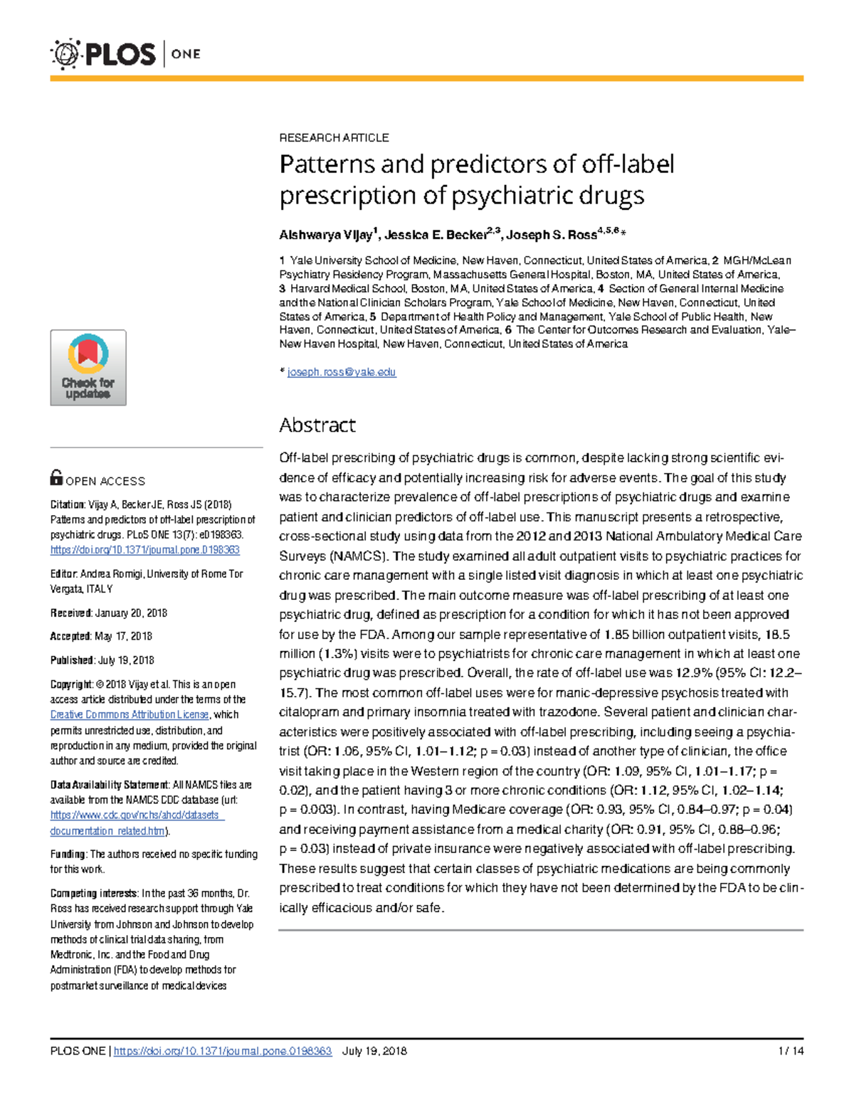 Patterns and predictors of off-label - RESEARCH ARTICLE Patterns and ...