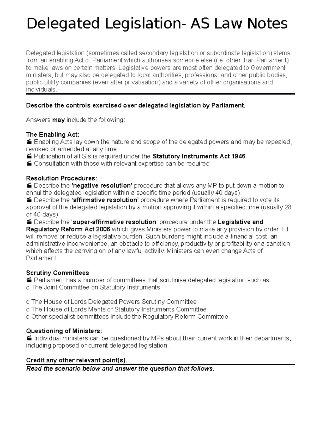 Delegated Legislation - Other Than Parliament) To Make Laws On Certain ...