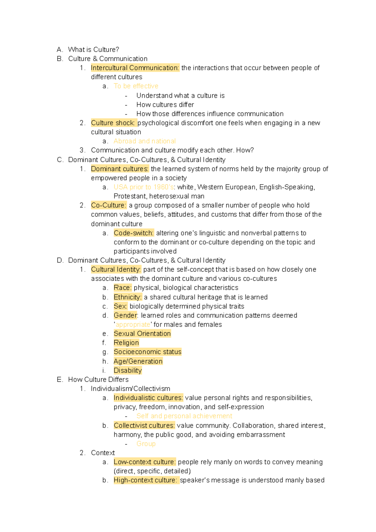 Intercultural Communication - A. What Is Culture? B. Culture ...